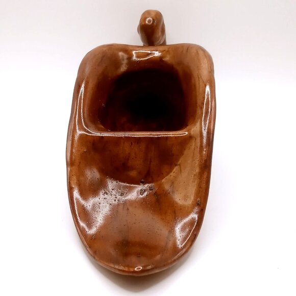 Vintage Cornucopia Horn of Plenty Pottery Dark Brown Ceramic Table Planter - Picture 6 of 11